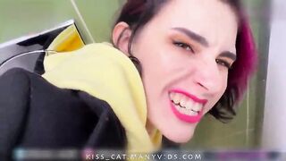 Real Risky Sex in Man's Toilet - Public Agent PickUp Student in Walmart to Quick Fuck / Kisscat