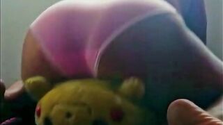 arab bouncy boobed girl humping a Pokemon plushy