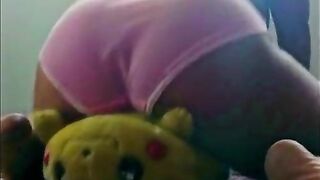 arab bouncy boobed girl humping a Pokemon plushy